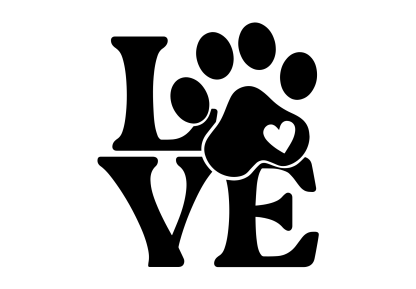 LOVE Dog Paw Heart Decal