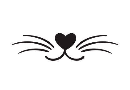 Cat Whiskers Heart Nose Decal