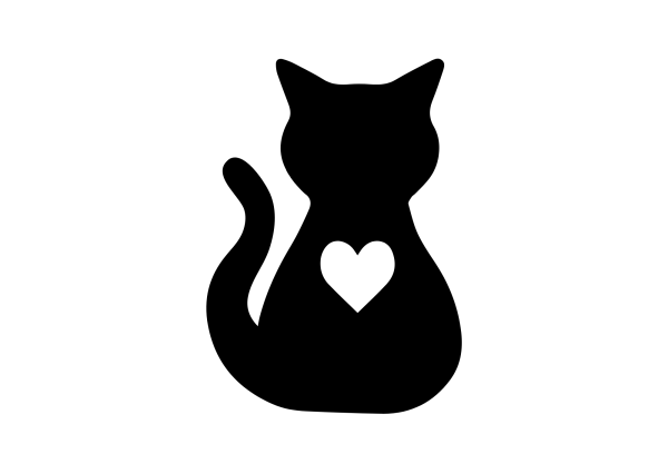 Sitting Cat Heart Decal
