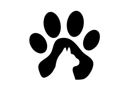 Cat Face Silhouette in Paw Decal