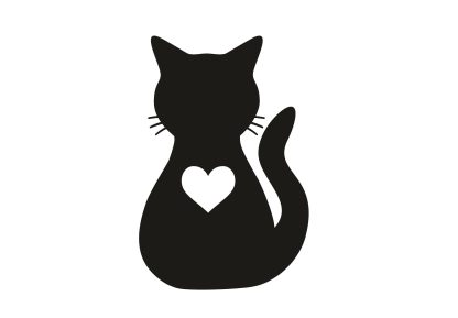 Sitting Cat Heart Decal