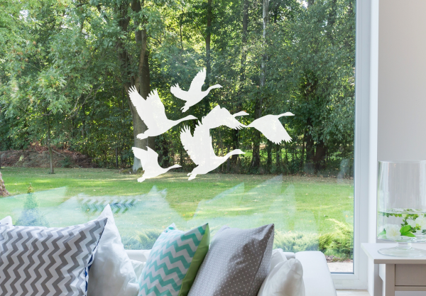 Flock of Geese Window Decal (White Matte Removable)